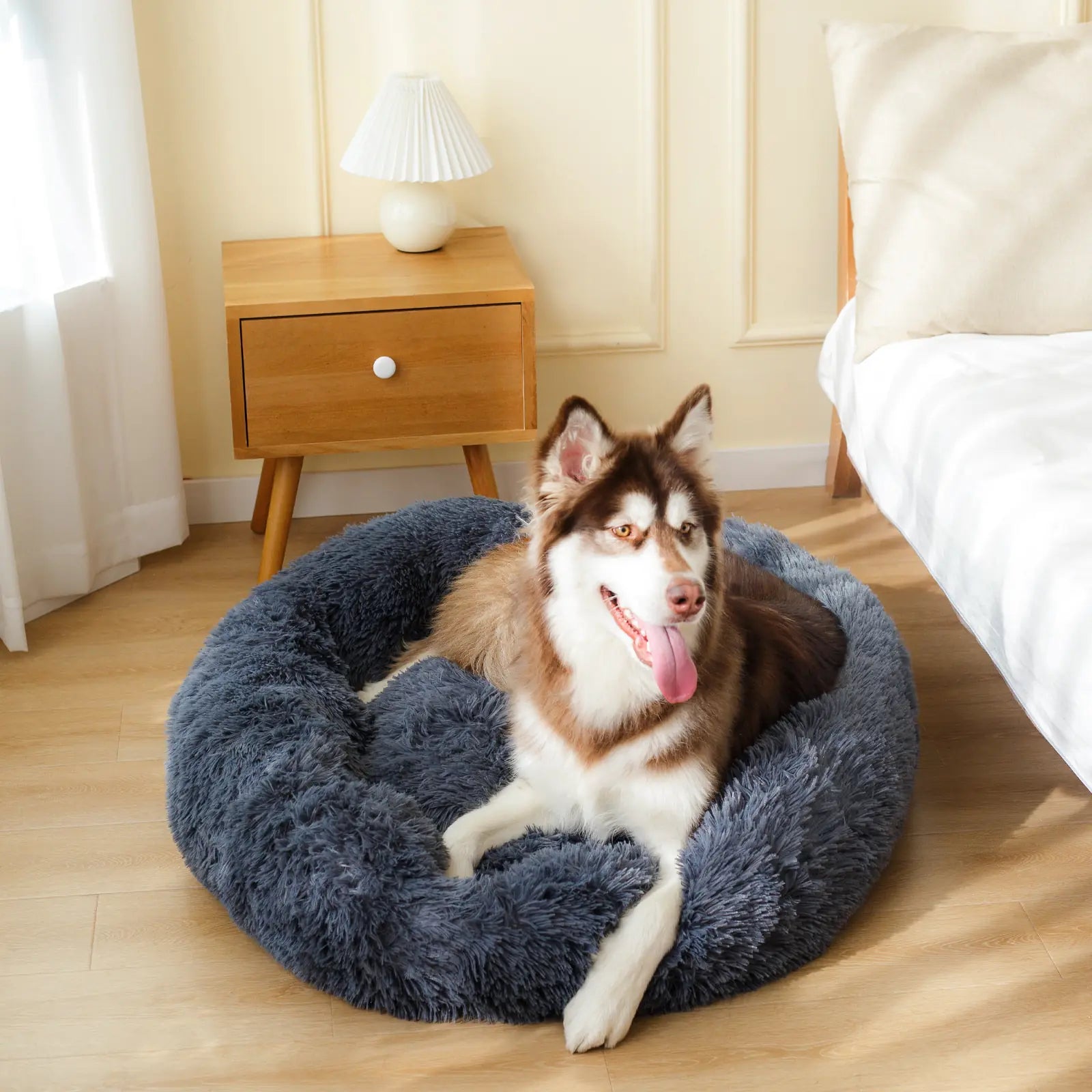 Pet Plush Bed Calming Basket