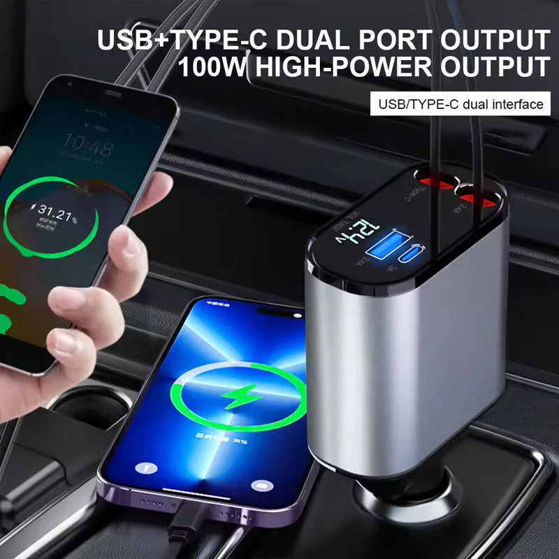 Retractable 4-in-1 Car Charger🔥🚗