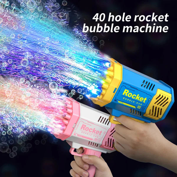 Electric 40-Hole Rocket Bubble Gun – Automatic Bubble Blaster for Kids