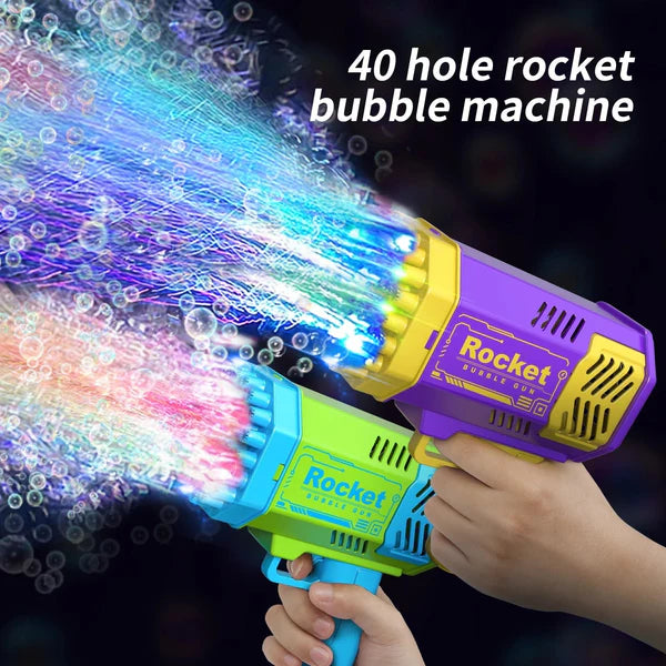 Electric 40-Hole Rocket Bubble Gun – Automatic Bubble Blaster for Kids