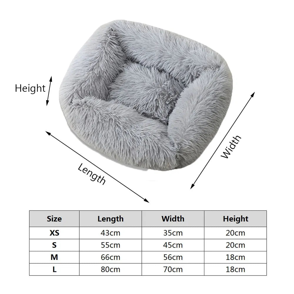 Plush Square Cat Bed: Warm Winter Pet Nest for Small Dogs and Cats