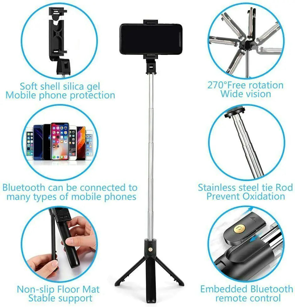 Selfie Stick Tripod Remote Desktop Stand Cell Phone Holder For iPhone Samsung US