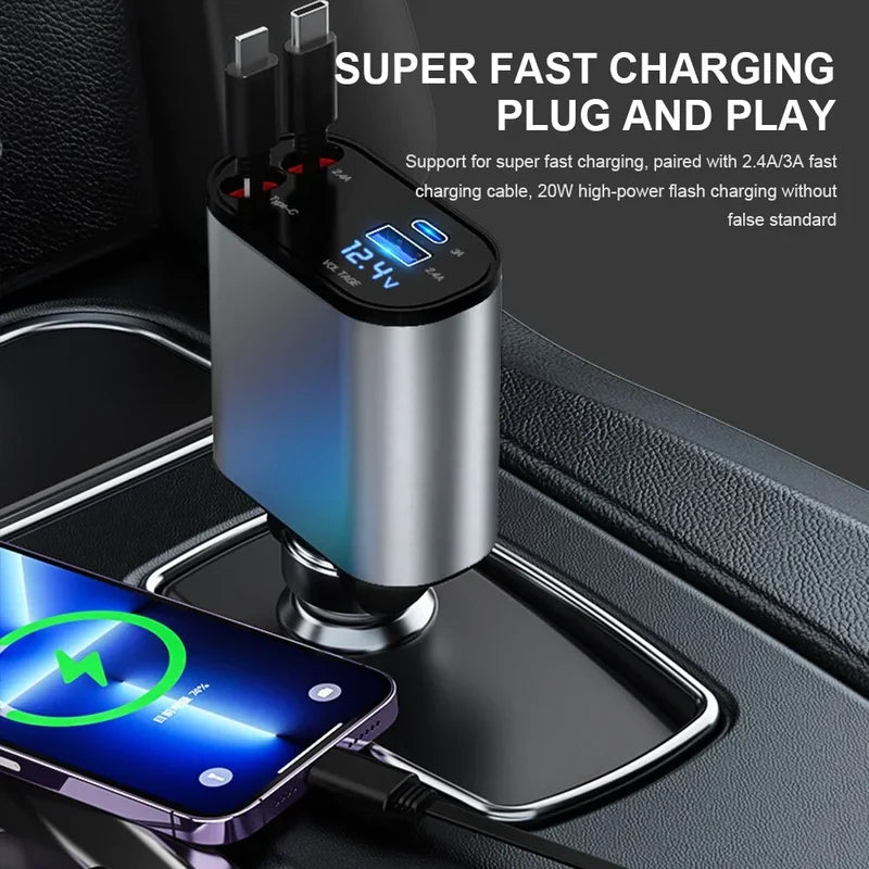 Retractable 4-in-1 Car Charger🔥🚗