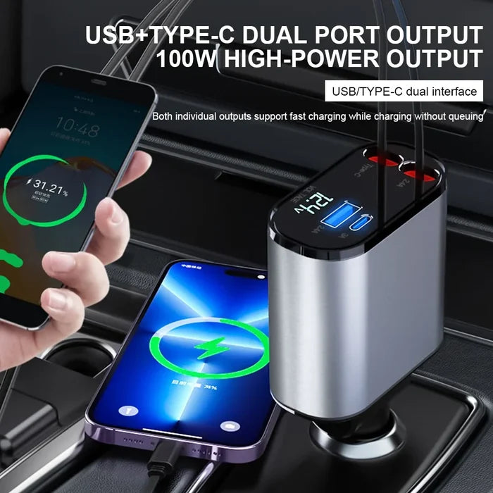 Retractable 4-in-1 Car Charger🔥🚗