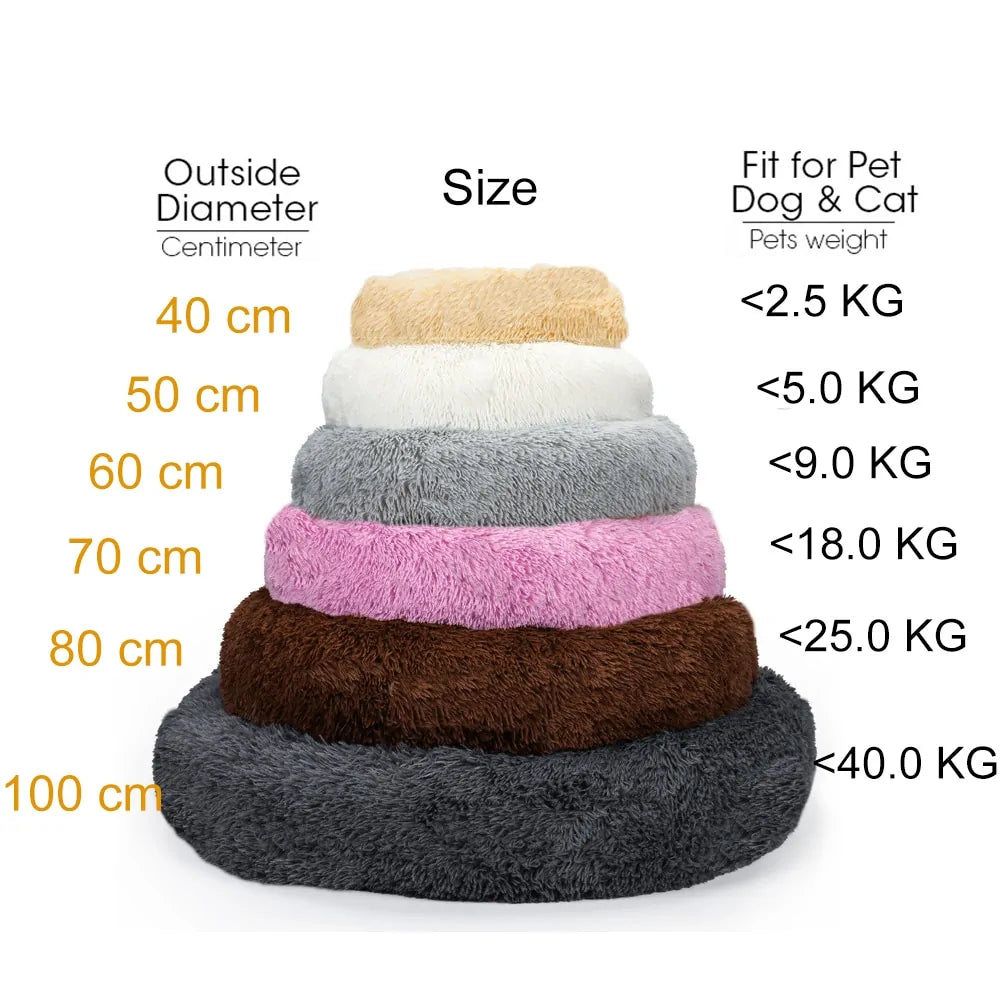 Soft Winter Warm Long Plush Donut Pet Bed