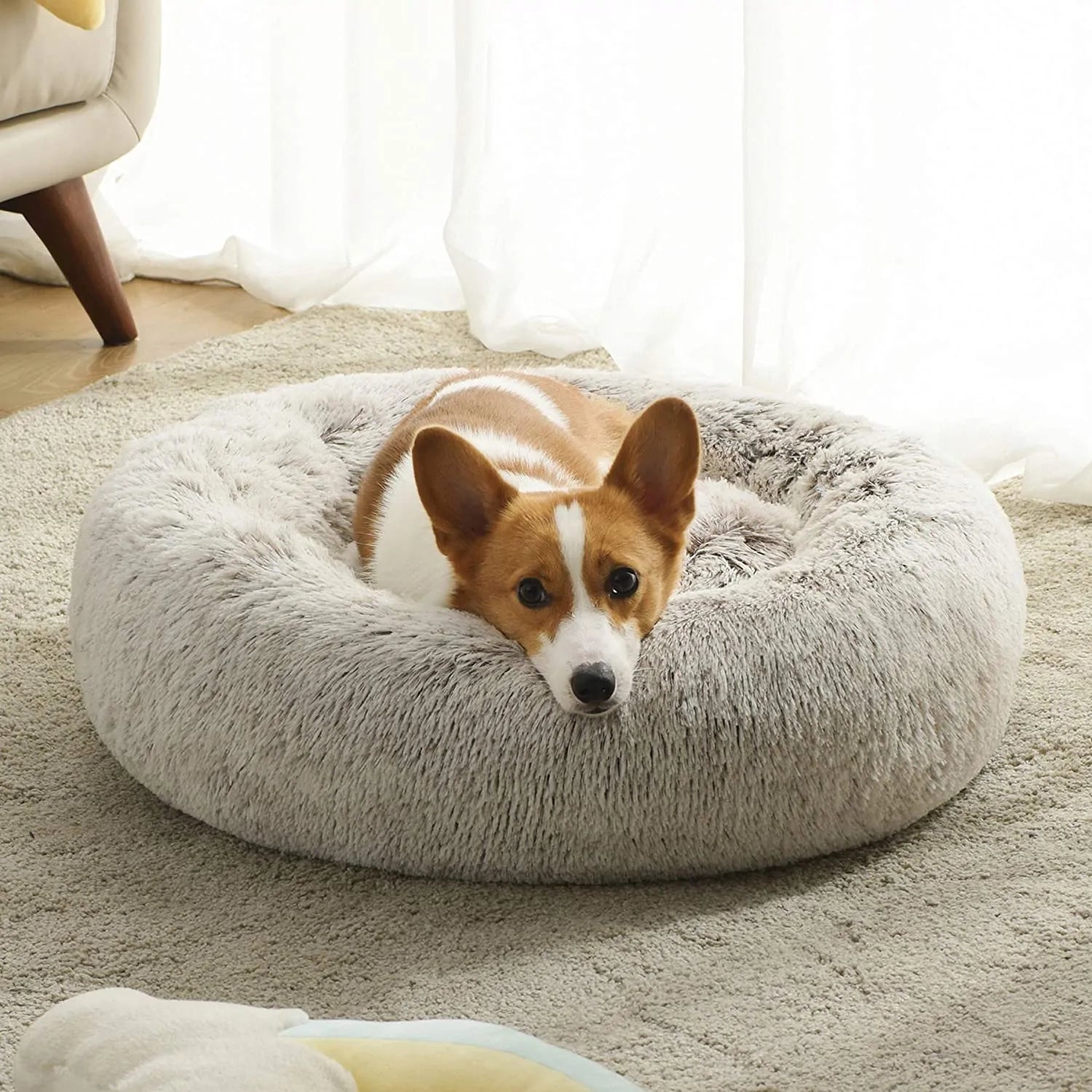 Soft Winter Warm Long Plush Donut Pet Bed